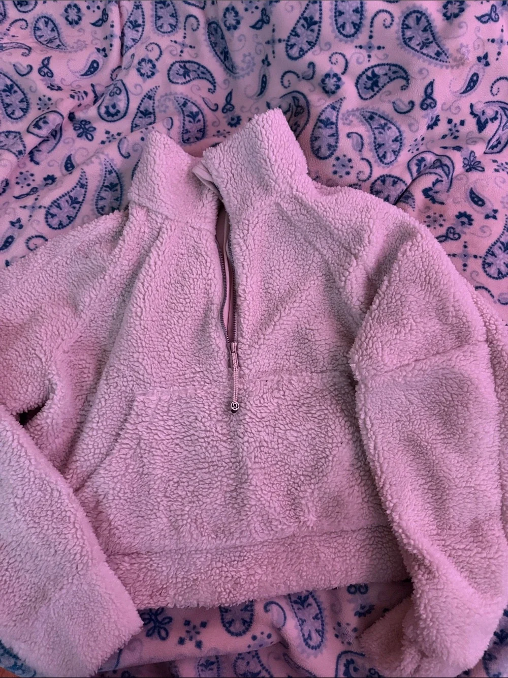 lululemon athletica cream vintage Half-Zip Jacket